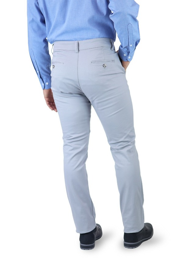 Pantalón de vestir corte Slim fit de algodón premium Strech color gris perla  para caballero