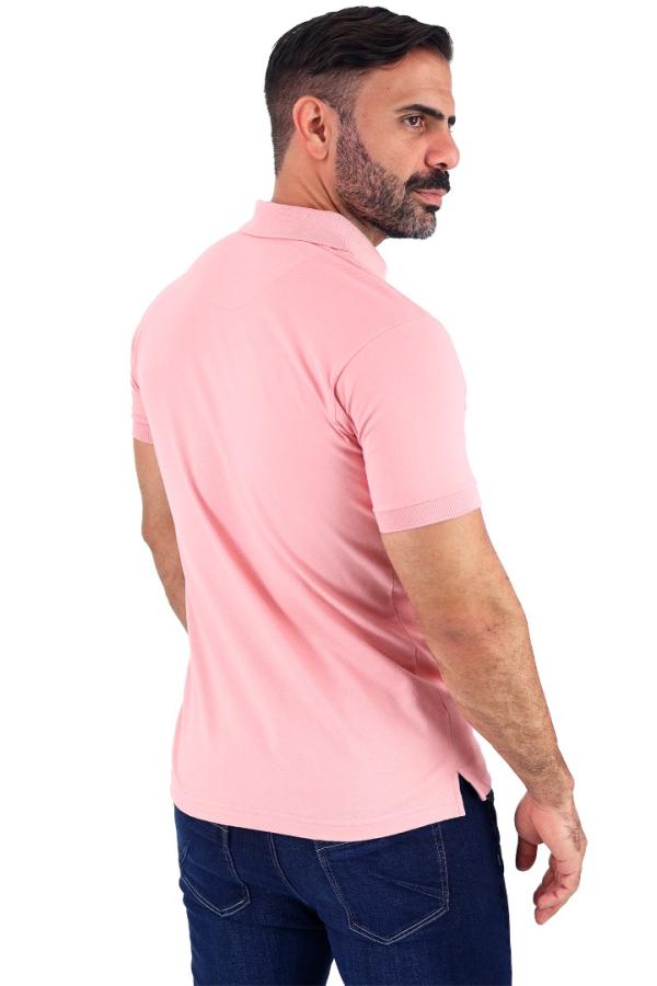 Playera Tipo Polo Rosa Para Hombre Con Bordado Slim Fit Estilo Casual