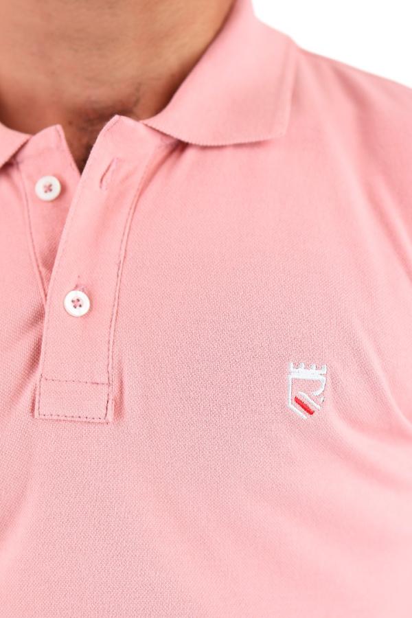 Playera Tipo Polo Rosa Para Hombre Con Bordado Slim Fit Estilo Casual