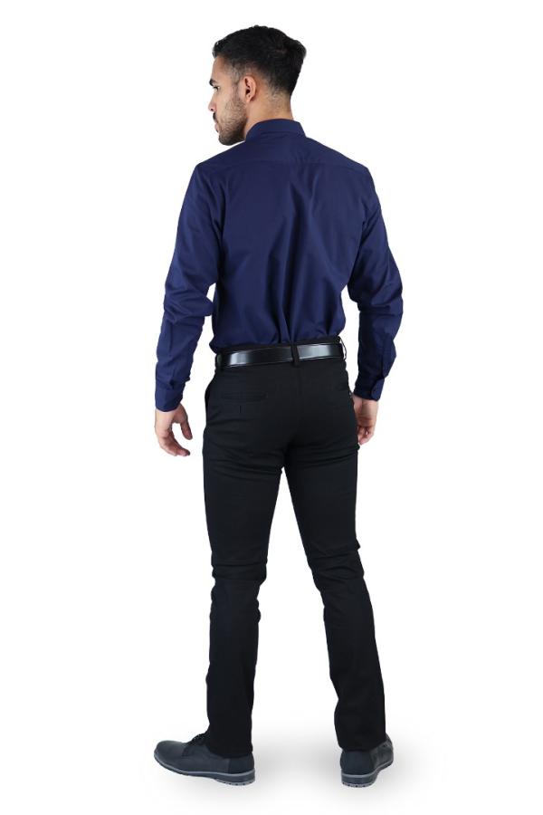 Camisa Azul Marino Slim Fit para Hombre Manga Larga Moda Casual