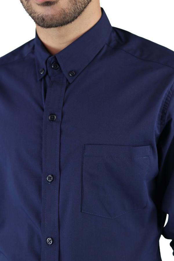 Camisa Azul Marino Slim Fit para Hombre Manga Larga Moda Casual