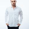 Camisa Manga Larga Blanco Slim Fit Cuello Italiano Para Hombre