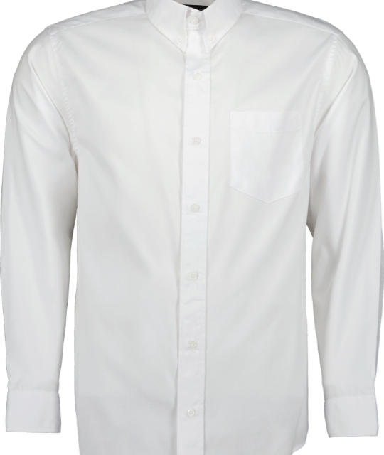Camisa Blanca Slim Fit Manga Larga Con Cintilla Para Caballero