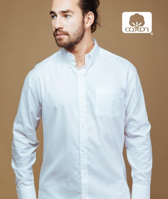 Camisa Blanca Slim Fit Manga Larga Con Cintilla Para Caballero