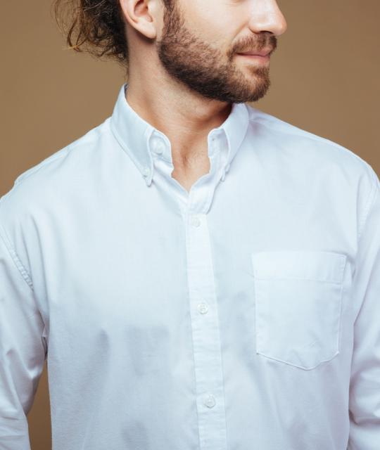 Camisa Blanca Slim Fit Manga Larga Con Cintilla Para Caballero