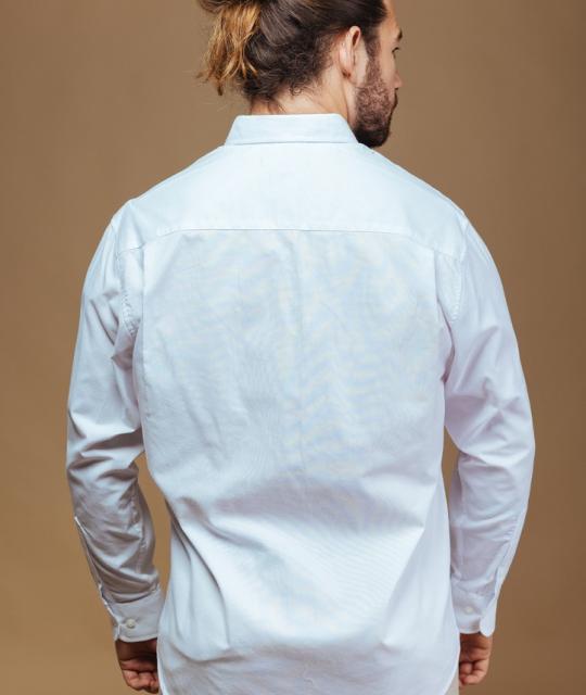 Camisa Blanca Slim Fit Manga Larga Con Cintilla Para Caballero