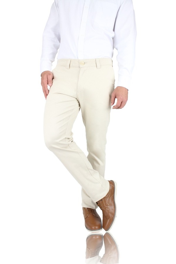 Pantalones Chinos Color Arena Slim Fit De Algodón Para Caballero