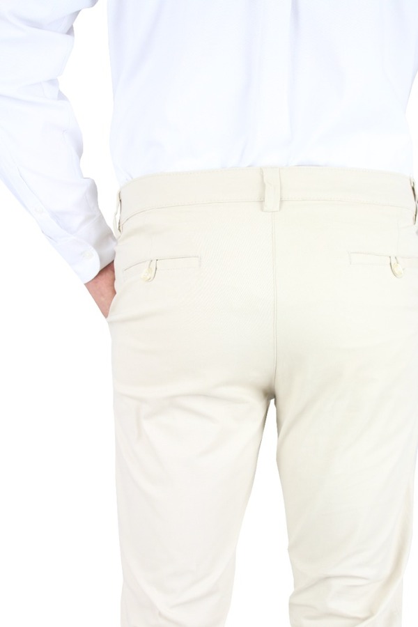 Pantalones Chinos Color Arena Slim Fit De Algodón Para Caballero