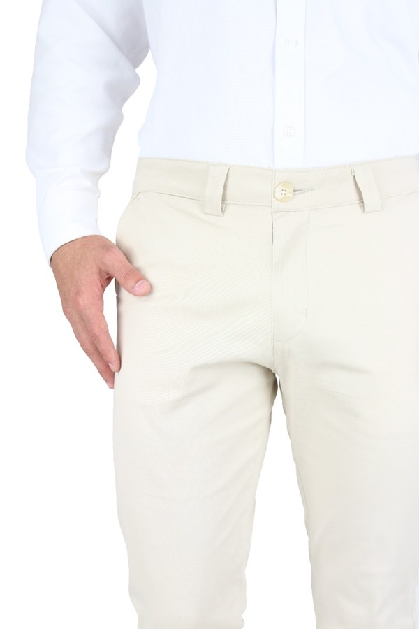 Pantalones Chinos Color Arena Slim Fit De Algodón Para Caballero