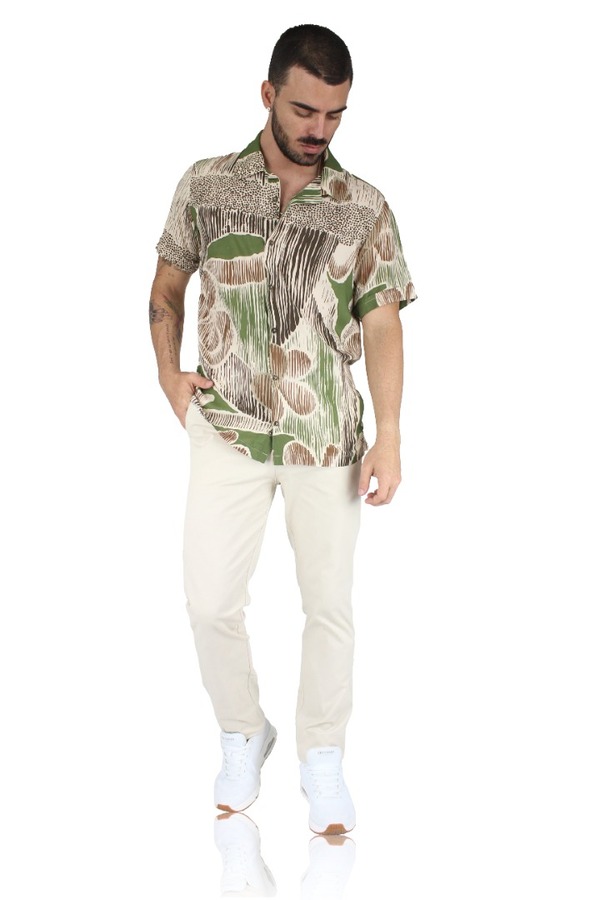 Pantalones Chinos Color Arena Slim Fit De Algodón Para Caballero