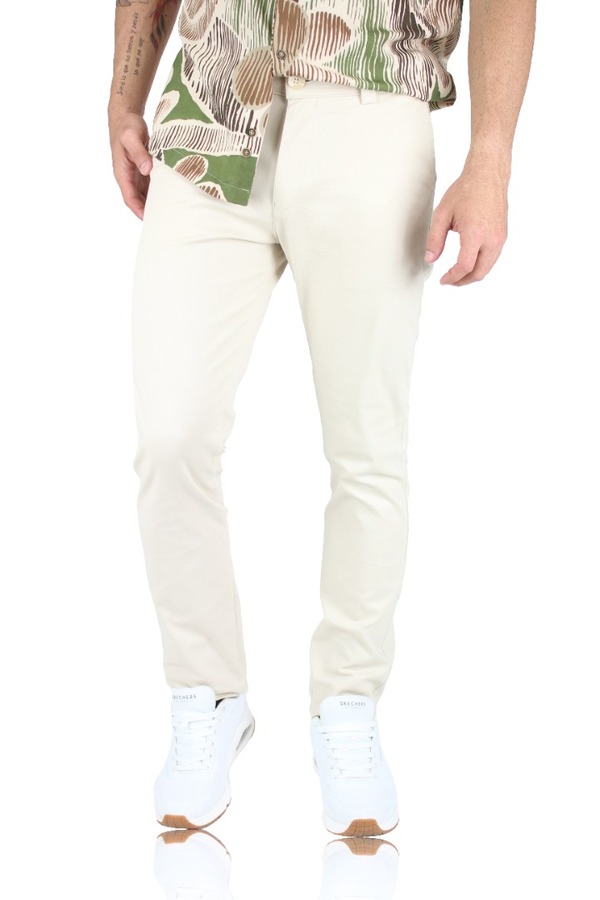 Pantalones Chinos Color Arena Slim Fit De Algodón Para Caballero